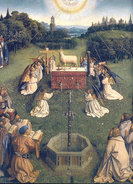 433px-Ghent_Altarpiece_D_-_Adoration_of_the_Lamb_2